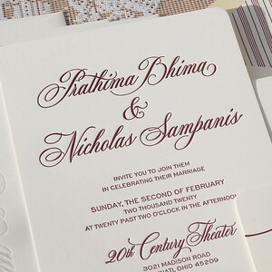 Letterpress Wedding Invitation Sample, Wedding Invitation, Classic Wedding Invitation, Invitation Suite, Modern Wedding Invitations, Plum