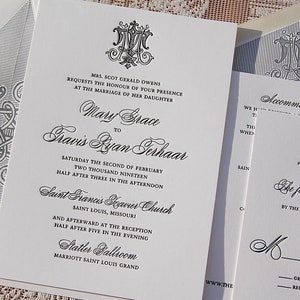 Letterpress Wedding Invitation DEPOSIT, Wedding Invitation, Classic Wedding Invitation, Invitation Suite, Monogram Wedding Invitation
