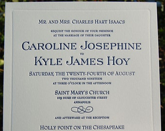 Letterpress Wedding Invitation Sample, Square Invitation, Classic Wedding Invitation, Wedding invitations, Engravers Invitation, Modern