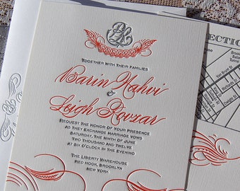 Letterpress Wedding Invitation Sample, Wedding Invitation, Classic Wedding Invitation, Wedding Invitations, Flourish Wedding Invitation