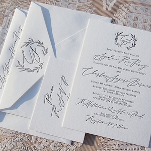 Letterpress Wedding Invitation Suite DEPOSIT, Monogram, Modern Wedding, Calligraphic, Windsor, Invitation Suite, Elegant Invitation