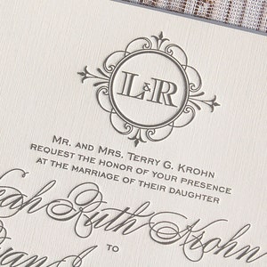 Letterpress Wedding Invitation Sample, Wedding invitation, Monogram Wedding Invitation, Classic Wedding Invitations, Custom Invitations