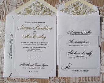Letterpress Wedding Invitation DEPOSIT, Wedding Invitation, Classic Wedding Invitation, Wedding Invitation Suite, Modern Wedding Invitation