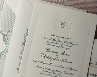 Letterpress Invitation, Wedding Invitation, Traditional Wedding Invitation, Invitation Suite, Wedding Invitations, Custom Invitation, Script
