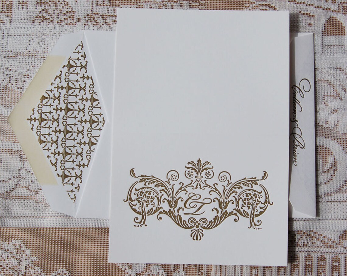 Letterpress Note Cards DEPOSIT Note Card Art Deco Note Card Etsy