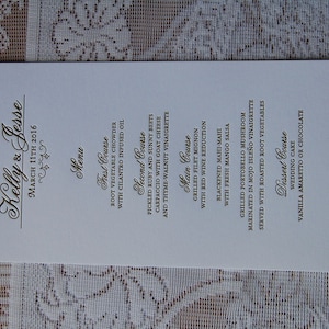 Letterpress Wedding Menu Sample, Custom Wedding Menus, Wedding Menu, Custom Wedding Stationery, Letterpress Menu, Custom Letterpress