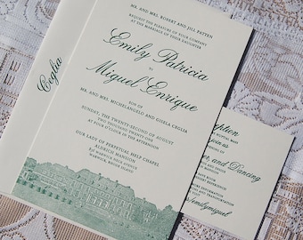 Letterpress Wedding Invitation DEPOSIT, Wedding Invitation, Classic Wedding Invitation, Wedding Invitations, Custom Modern Invitation