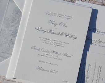 Letterpress Wedding Invitation Sample, Wedding Invitation, Monogram Wedding Invitation, Classic Wedding Invitations, Wedding Invitation