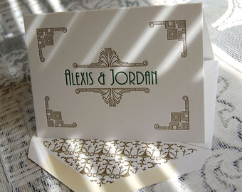 Letterpress Note Cards Sample, Note Card, Art Deco Note Card, Custom Thank You Cards, Custom Stationery, Letterpress Thank You Cards, Deco