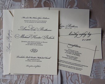 Letterpress Wedding Invitation DEPOSIT, Wedding Invitation, Traditional Wedding Invitation, Invitation Suite, Custom Wedding Invitation