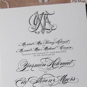 Large Letterpress Wedding Invitation Sample, Large Wedding Invitation, Classic Wedding Invitation, Invitation Suite, Calligraphic Invitation