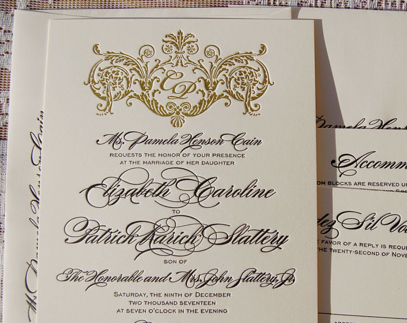 Large Letterpress Wedding Invitation Sample Wedding - Etsy
