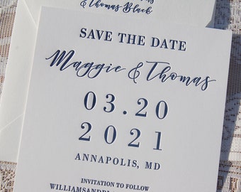 Letterpress Save the Date Sample, Wedding Save the Date, Modern Save the Date, Square Save the Date, Custom Save the Date card, Custom