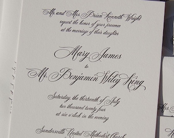 Letterpress Wedding Invitation Sample, Classic Windsor Wedding invitation, Cursive Wedding Invitation, Monogram Wedding invitation