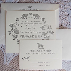 Letterpress Wedding Invitation DEPOSIT, Wedding Invitation, Whimsical Wedding Invitation, Wedding Invitations, Custom Wedding Invitation