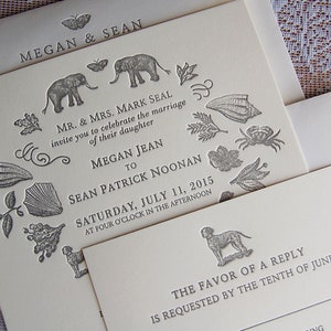 Letterpress Wedding Invitation, Wedding Invitation, Whimsical Wedding Invitation, Wedding Invitations, Custom Wedding Invitation, Sample