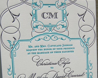 Letterpress Wedding Invitation Sample, Wedding Invitation, Classic Wedding Invitation, Wedding Invitations, French Wedding Invitation