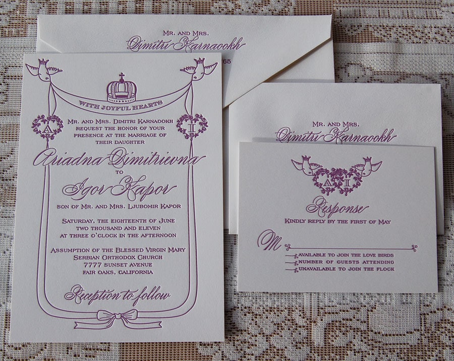 Letterpress Wedding Invitation Sample Wedding invitation Etsy