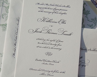 Large Letterpress Wedding Invitation Sample, Wedding invitation, Classic Wedding invitation, Wedding Invitations, Cursive Wedding invitation