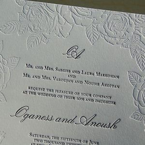 Large Letterpress Wedding Invitation Sample, Wedding Invitation, Flower Invitation, Invitation Suite, Wedding Invitations, Roses, Floral