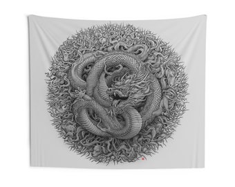 Wood Dragon Dominance Wall Tapestry | Original Art by Kerby Rosanes
