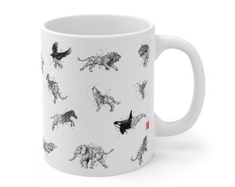 Geometrical Beasts Mug 11oz | Original Art by Kerby Rosanes