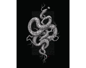 Snake Blossom Matte Vertical Poster | Original Art by Kerby Rosanes