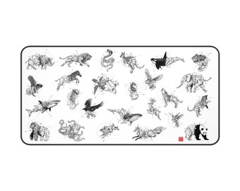 Geometrical Beasts Desk Mat | Original Art by Kerby Rosanes