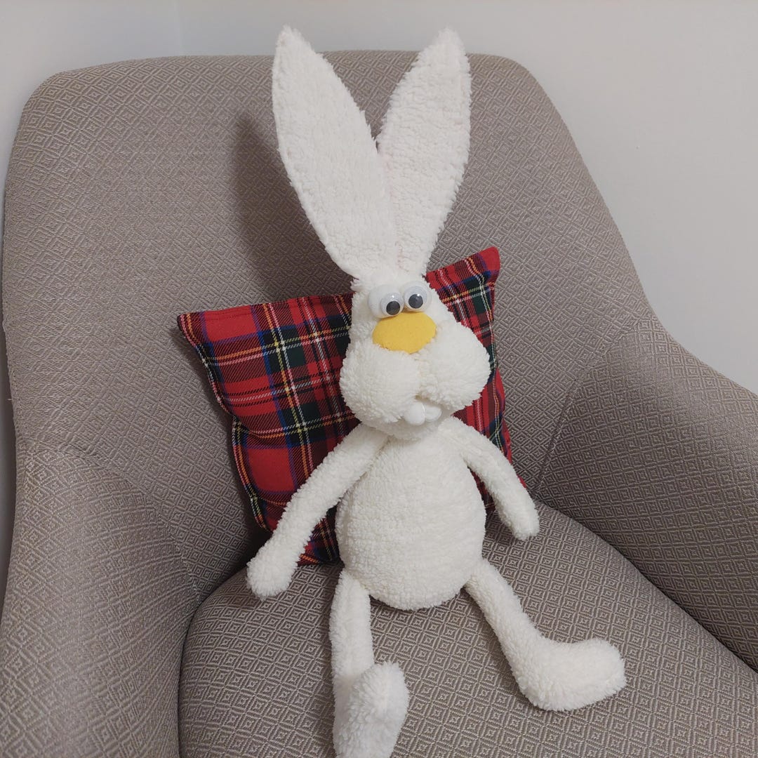 White Plush Rabbit Floppy Bunny Peter Cottontail Fluffy Rabbit - Etsy