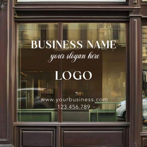 Benutzerdefinierter Geschäft Fensteraufkleber - Ihr Firmenname Vinyl-Aufkleber - Schaufenster-Vinyl-Aufkleber - Firmenfenster- oder Türbeschriftung