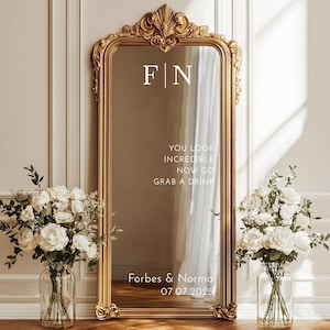 Personalized Wedding Welcome Mirror Decal, Custom Vinyl Sticker