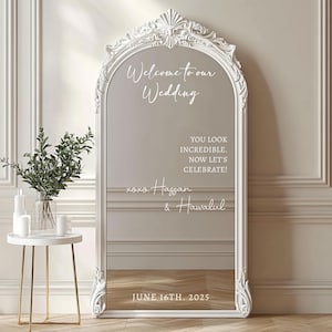 Welcome Wedding Sign, Custom Wedding Mirror Decal, Vinyl Mirror Sticker, Welcome Engagement Party Sign, Mirror Decal for Wedding Decoration