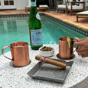 Moscow mule mugs made from pure American copper.