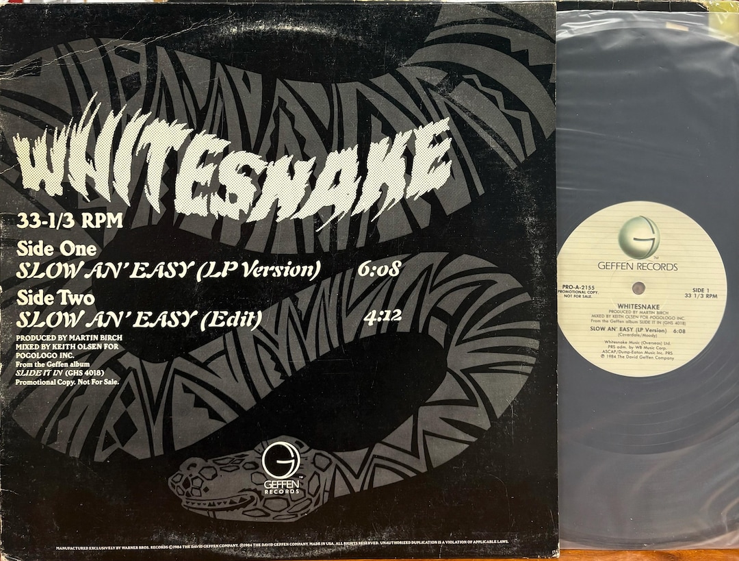 Vintage Vinyl Whitesnake Slow An Easy Single Promo Copy Geffen