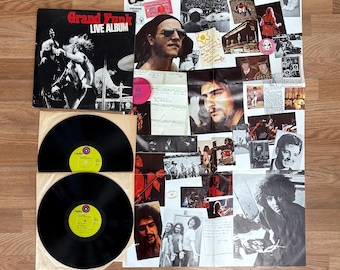 Vintage Vinyl - Grand Funk Railroad, Live Album, Capitol SWBB-633, 2LPs Gatefold Cover, with Poster