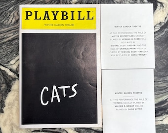 Playbill - Cats, Winter Garden Theatre,  1984, Music by Andrew Lloyd Webber, Based on “Old Possom’s Book of Prcactical Cats” by TS Eliot