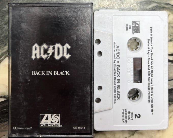 Vintage Cassette Tape - AC DC, Back in Black, Atlantic, CS 16018, 1980 ...