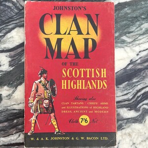 Mapa antiguo: Mapa del clan Johnston de las Tierras Altas de Escocia, Johnson & Bacon