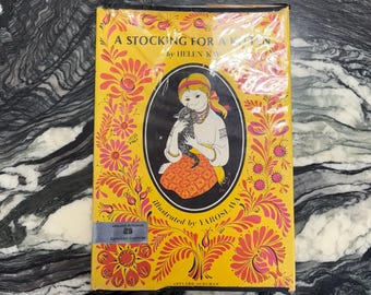 Libro vintage autografiado: Helen Kay, "Una media para un gatito", autografiado por la ilustradora Yaroslava, tapa dura, 1965