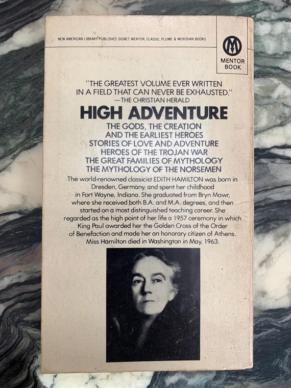 Vintage Book Edith Hamilton, Mythology, a Mentor Book, 1969