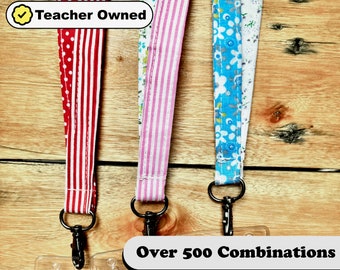 AANGEPASTE handgemaakte patchworksleutelhanger | Sleutelkoord ID-houder | Docentenkoord