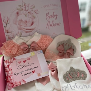 5pc Baby Girl Outfit Set | Blanket, Bib, Hat | Newborn Baby Clothes | Baby Shower Gift |Baby girl set | Baby shower gift| | Luxury outfit|
