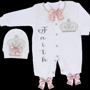 Newborn take |  home outfit | Luxury outfit| Baby Girl Bling Outfits Baby Girl Layette Set |Personalized Baby Girl Outfit  |Baby Shower Gift