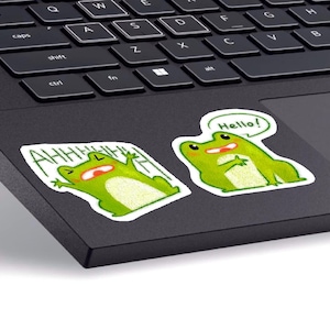 Autocollants Forg | Sticker grenouille | Stickers Bullet Journal | Décoration pour ordinateur portable | Sticker grenouille mignon | Sticker kawaii fait main