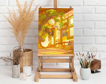 Whimsical Duck and Chicken Treehouse Illustration Art Print
