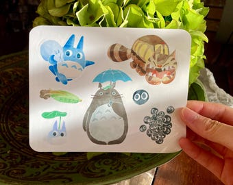 Totoro Sticker Sheets | Bullet Journal Stickers | Laptop Decor | Ghibli Sticker | Handmade Sticker | Cat Bus | Waterproof Stickers