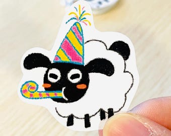 Handmade Kawaii Sheep Sticker: Birthday Party Hat Decor