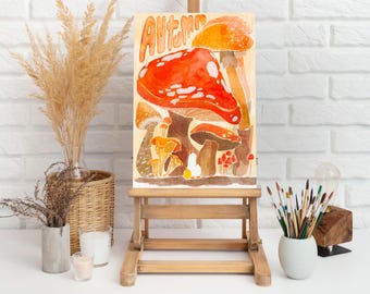Watercolor Mushroom Art Print: Fall Illustration