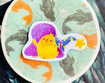 Halloween Chicken Witch Hat Sticker: Kawaii Laptop Decor