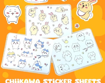 Chiikawa Sticker Sheet | Usagi Stickers | Hachiware Stickers | Kawaii Anime Stickers | Waterproof Stickers | Tumbler and Laptop Decor